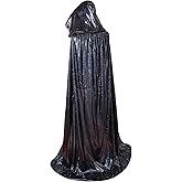 Sanmoury Adult Halloween Hooded Cloak Christmas Party Shiny Cape Cosplay Costumes