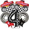 Truck Party Decorations, 9pcs Truck Birthday Number Foil Balloon for Truck 4th Birthday Race Car Theme Party Supplies (4th)