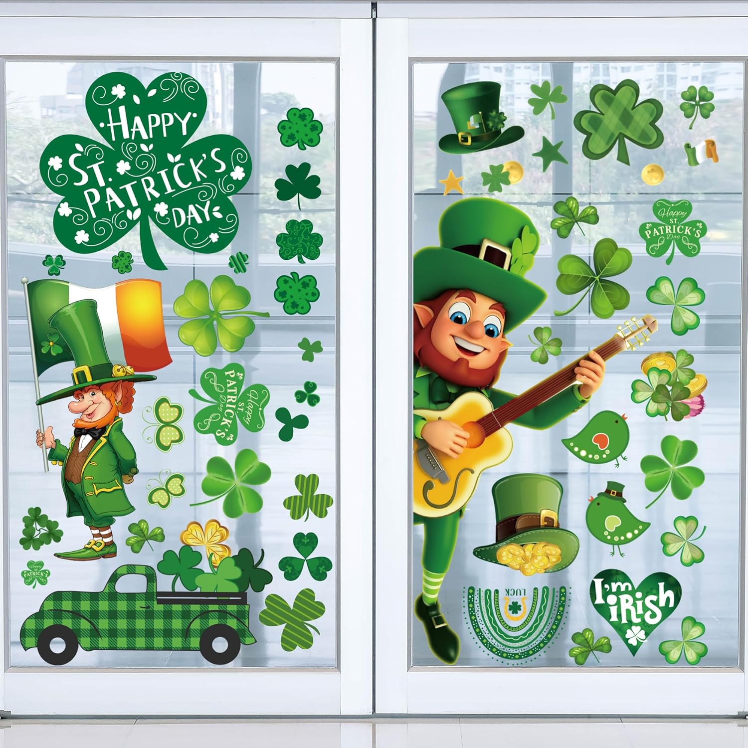Window Treatments - st Patricks Day Decorations Window clings 10 Sheet for Glass Windows Shamrock Window Decal Stickers