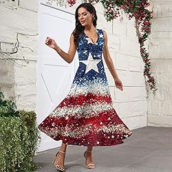 CHRATLHI 4th of July Dress Women Sexy Sleveless