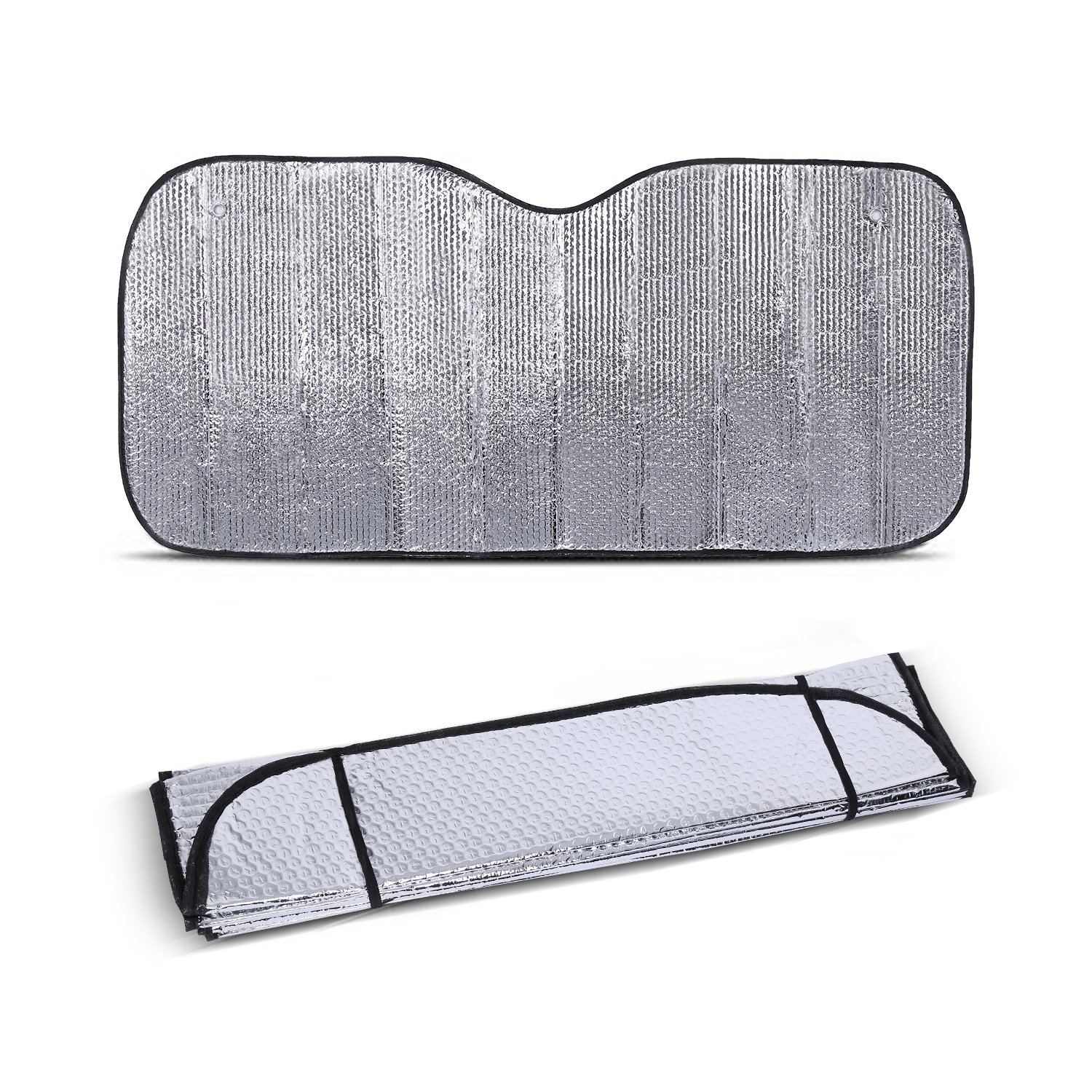 Keenso Car Windshield Sun Shade, Universal Large Silver Car Windscreen Windshield Sun Shade Heat Reflective Windshield Visor