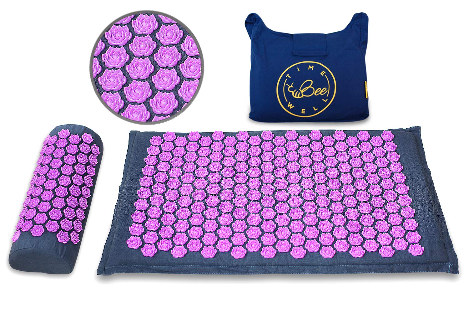 TimeBeeWell EcoFriendly Back and Neck Pain Relief Acupressure Mat