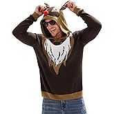 Arvilhill Mens Christmas Hooded Sweater Santa Elf Holiday Funny Knit Xmas Hoodie (S-XXL)