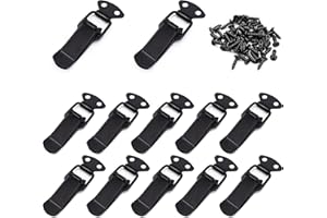 Lesnala 12 Set of Black Toggle Latch Stainless Steel Spring Toggle Lock Clasp Buckle Latch for Wooden Case Toolboxes Cabinet Chest, Latch Catches Hasps Clamps 75mm Overall Length with Mounting Screws