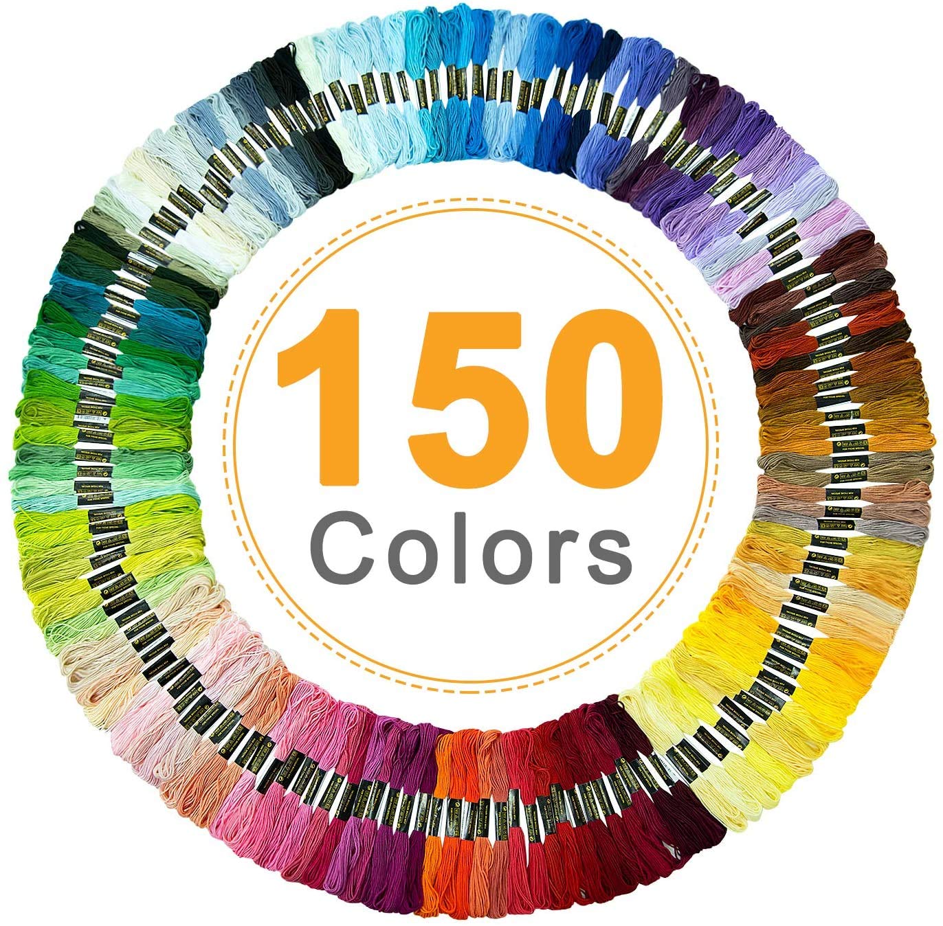 150 Skeins Embroidery String Rainbow Color, Cotton Embroidery Threads for Cross Stitch Threads, Bracelet Yarn, Craft Floss, Embroidery Thread Pack