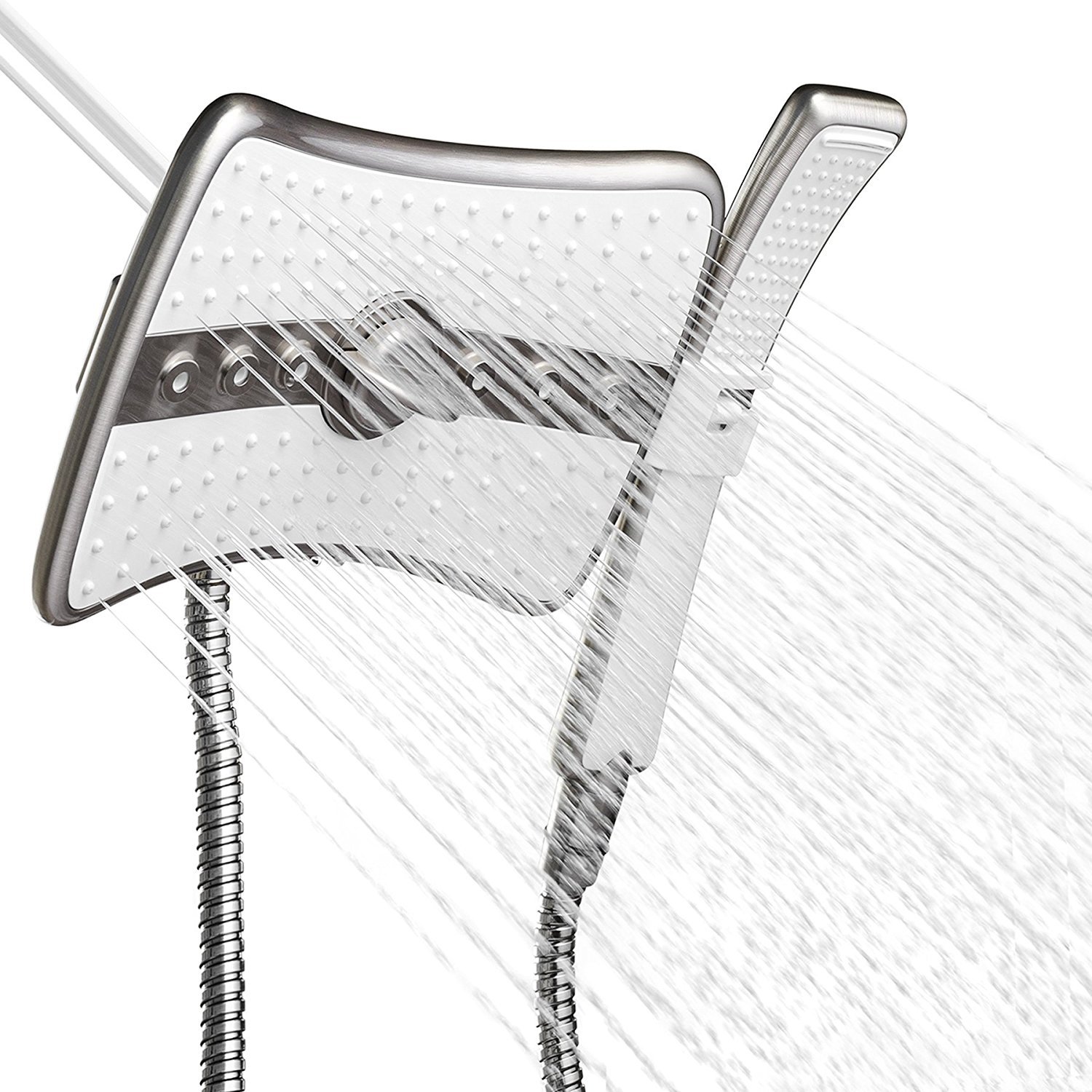 AKDY 9 Rectangular Quad Function Rainfall Jet Shower Head & Wand Combo