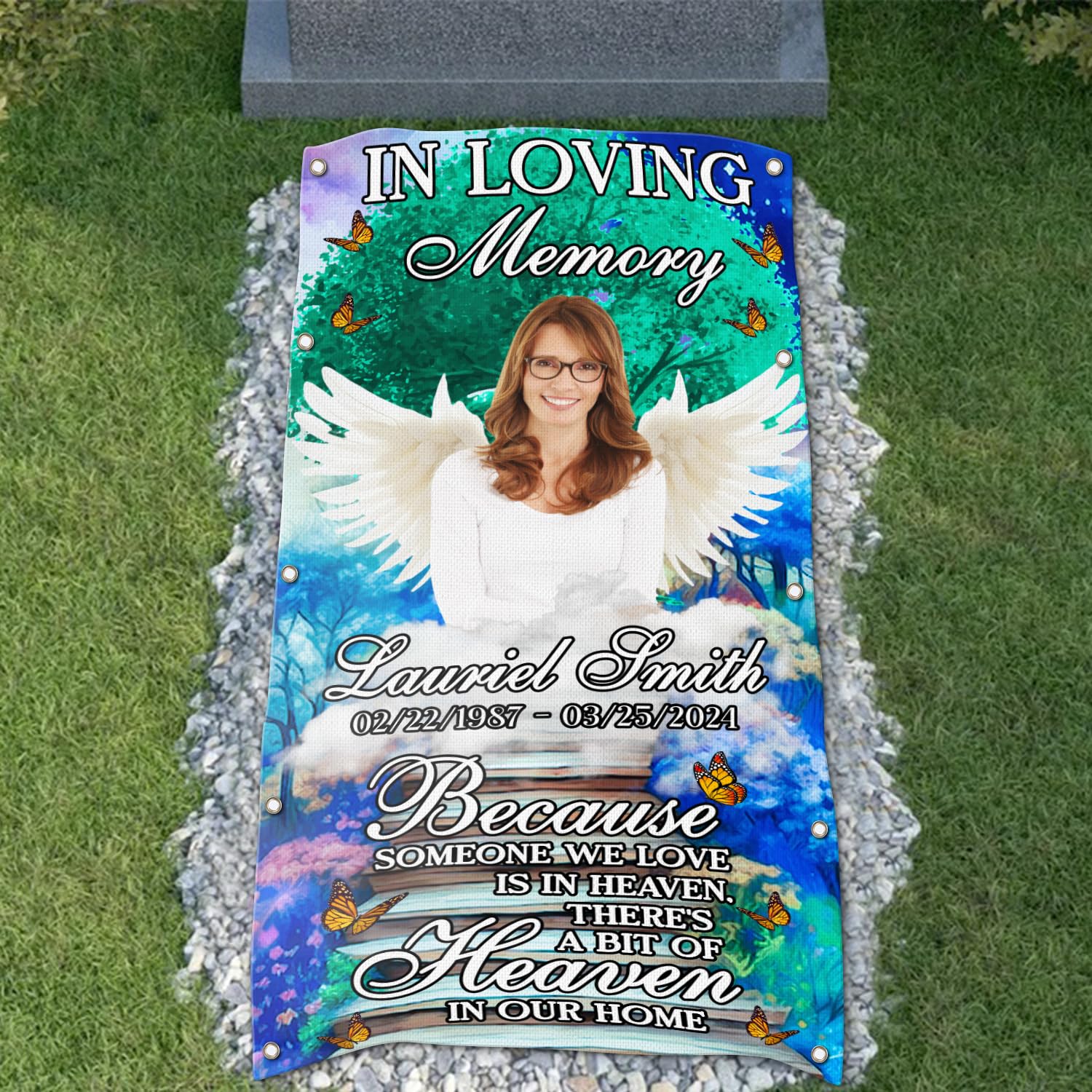 44memory Custom Memorial Grave Blanket Photo