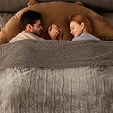 Bearhug Electric Blanket Queen Size 84" x 90", Dual Controllers Heated Blanket, Velvet & Sherpa, 10-Heating Level & 1-12H Auto Off, Taupe, Over-Heat Protect, ETL, Machine Washable