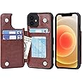 Arae Compatible with iPhone 12 Case and iPhone 12 Pro Case - Wallet Case with PU Leather Card Pockets Back Flip Cover for iPhone 12/12 Pro 6.1 inch (Brown)