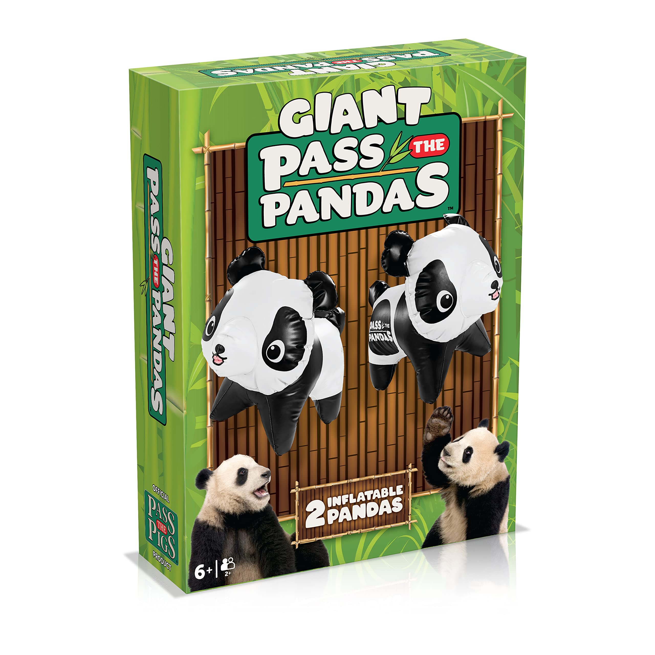 PASS THE PIGS Giant Pass the Pandas Dice Game, The classic party and travel game now with a pair of pudgy, inflatable Pandas, Will you get a Snoozer or a bummer? makes a great gift for ages 6 plus
