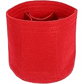 uxcell Purse Organizer Insert, Portable Felt Organizer Bags Round Multiple Compartments Purse Liner for Bucket Bag, Domed Satchel, Tote Bag, Handbag Shaper (6" x 6", Red)
