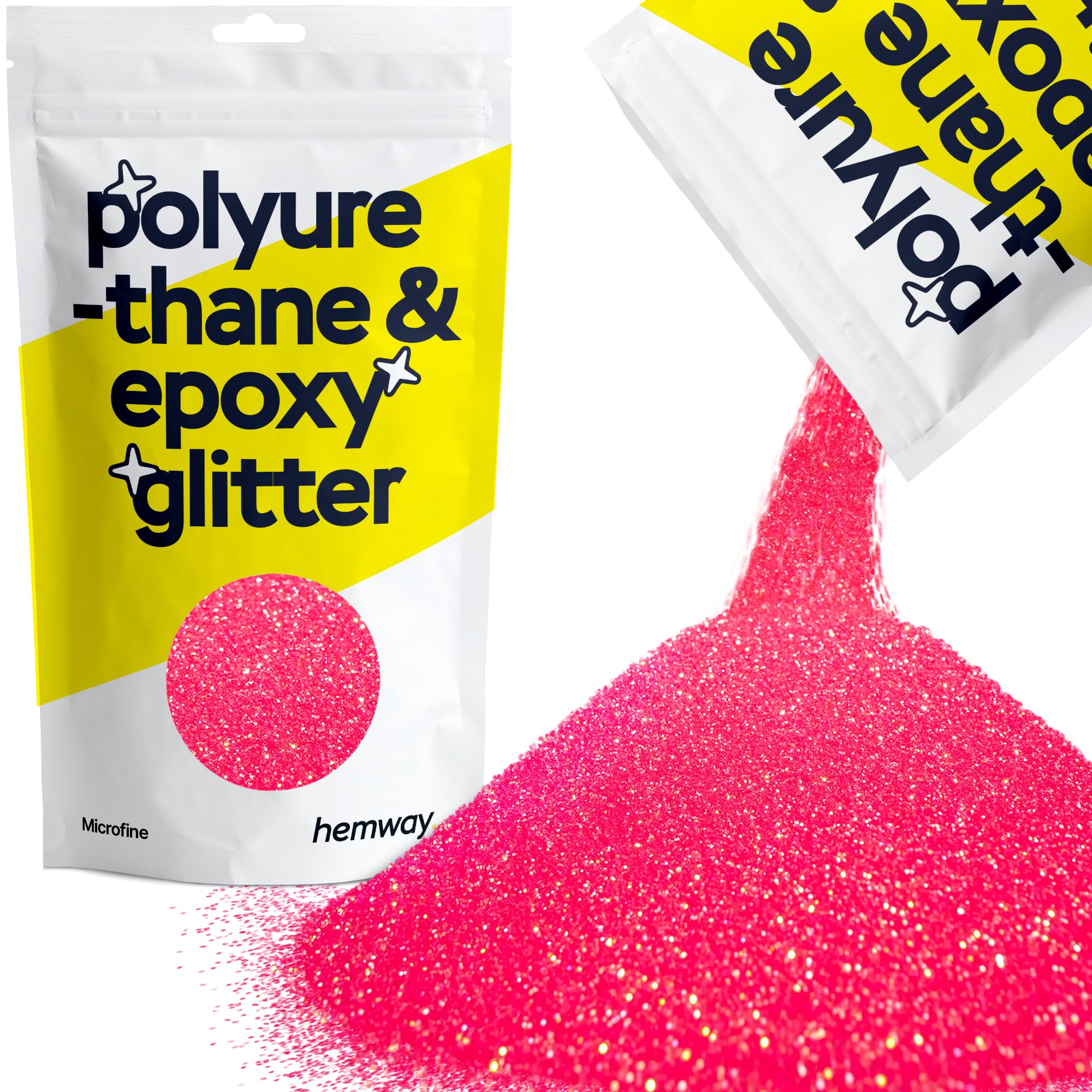 Hemway Resin Glitter Fluorescent Pink 100g Microfine | Polyurethane & Epoxy Glitter for Resin Crafts, Tumblers, Coasters, Floor & Table Art