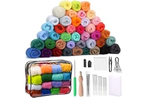 Kit de feutrage à l'aiguille, 55 couleurs pour débutants avec aiguilles, laine, fournitures de feutrage à l'aiguille avec sac