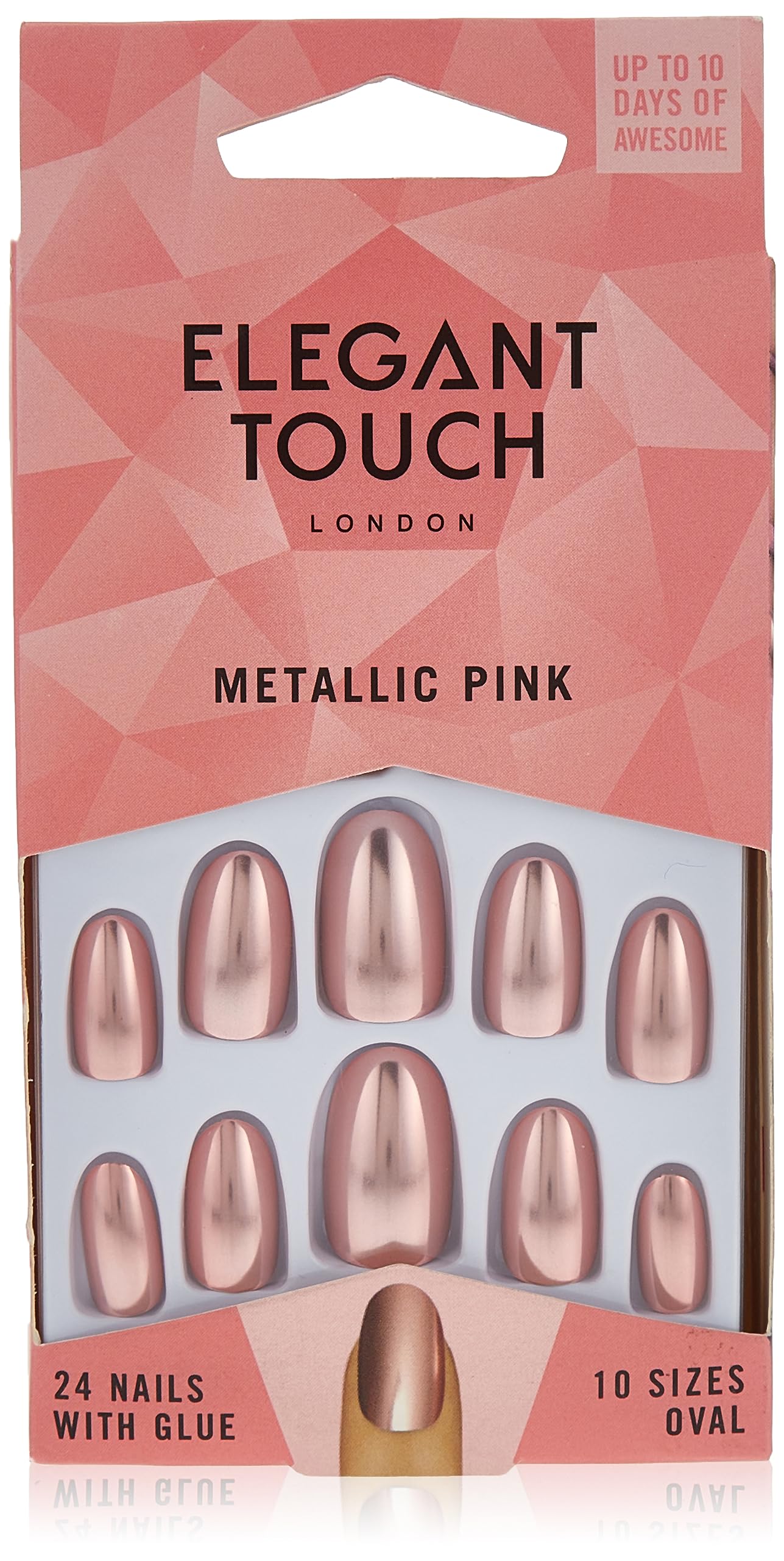 Elegant Touch Colour False Nails Metallic, Pink