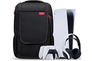 BUBM Console Backpack with PS5, Large Capacity Travel Carrying Case for Sony PlayStation5 Console Digital Edition, Storage for Controller, Monitor,Headset,Game