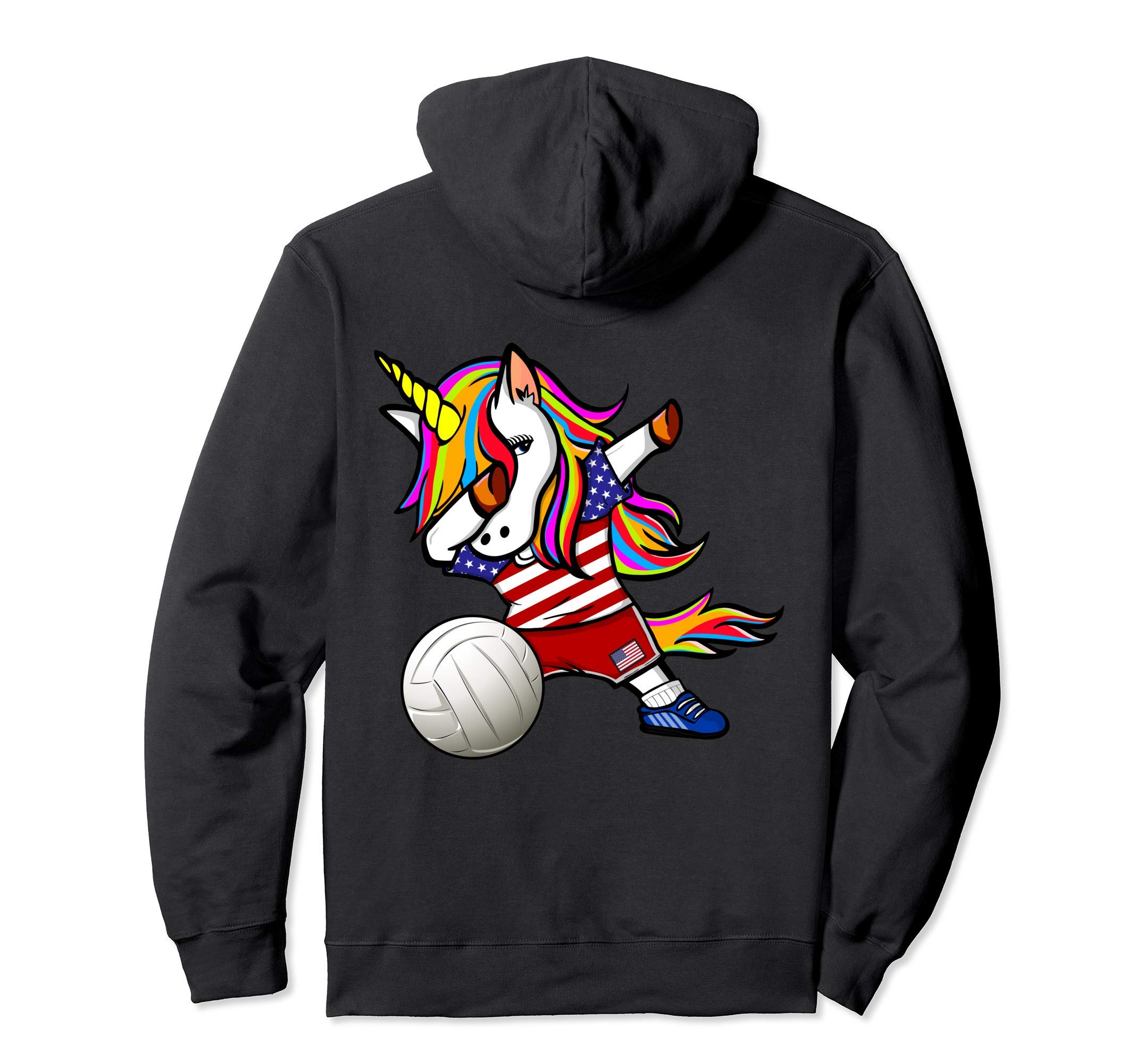 Dabbing Unicorn United States Volleyball Fans American Flag Pullover Hoodie