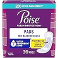 Poise Incontinence Pads & Postpartum Incontinence Pads, 7 Drop Ultra Absorbency, Long Length, 39 Count, Packaging May Vary