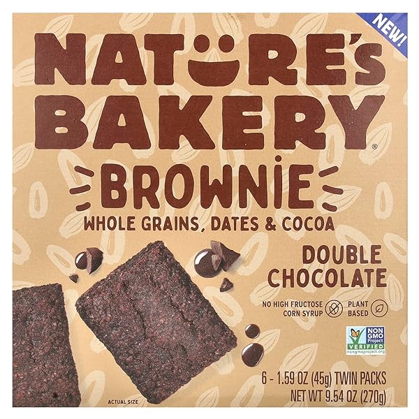 NATURE’S BAKERY DOUBLE CHOCOLATE BROWNIE BARS, WHOLE GRAINS,...