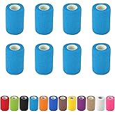 8 Pack Self Adhesive Bandage Wrap, 3 in x 5 Yards Non-Woven Self Adherent Cohesive Bandage, Vet Wrap Wound Tape for Thumb Finger Wrist Knee Ankle, Blue