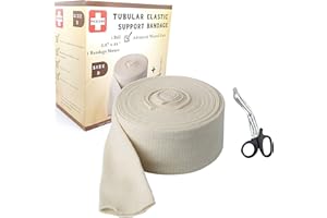 MEDCORE Premium Elastic Tubular Medical Bandage - Size D Stockinette, 3.0 inches x 33 Feet Plus on Pair of Medical Scissors