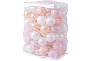 Realhaha Ball Pit Balls 100 Play Balls Plastic Balls for Baby Girls Toddlers Kids Play Tent Pool Playhouse Playpen Party Decoration 2.2 2.36 2.75 Inch