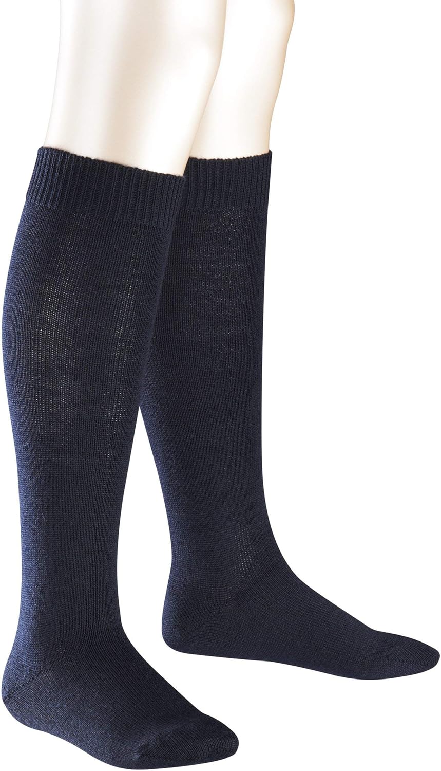 FALKE Unisex Kids Comfort Wool K Kh Thick Warm Long Plain 1 Pair Knee-High Socks, Blue Dark Marine 6170, 3-5