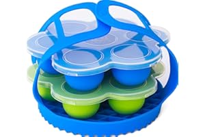 HATRIGO Egg Bites Mold for Instant Pot with Sling Lifter and Silicone Lids, Compatible with Instant Pot Ninja Foodi Accessories 6 qt 8 qt, Air Fryer Accessories, 2 Pack Sous Vide Egg Bite Maker Molds