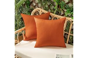 Woaboy Set of 2 Throw Pillow Covers Outdoor Waterproof Decorative Farmhouse Solid Fall Cushion Cases for Bed Sofa Couch Car Living Room Orange 18x18 inch