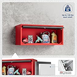 Fesbos Metal Storage Cabinet Black&Red Wall