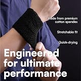 H&S Sweat Bands 6 Pack Cotton Spandex Wristbands Gym Tennis Running view 4