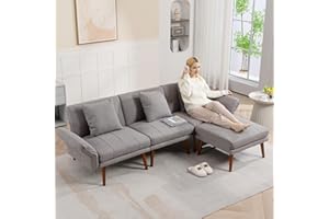 Suvivityse 87'' Sectional Couches Convertible Sofa Bed Sleeper Futon Couch 2-in-1 Comfy Deep Seat Sofa Cama Modular L-Shaped Modern for Living Room Bedroom Office