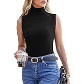 Totatuit Women's Spring Sleeveless Turtlenecks Tops Mock Neck Ribbed Solid Pullover Tank