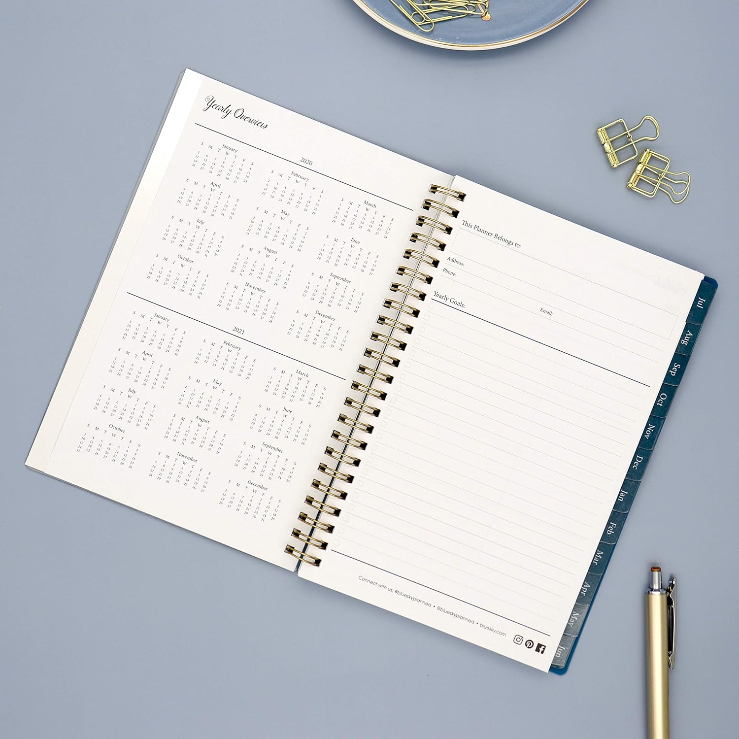 Blue Sky 2020-2021 Academic Year Weekly & Monthly Planner, Flexible Cover, Twin-Wire Binding, 5" x 8", Bakah Blue : Office Products