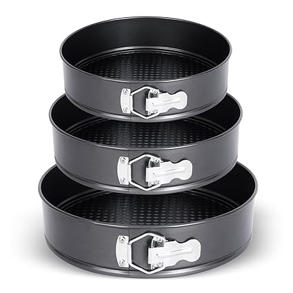 INOVERA (LABEL) Springform Non-Stick Backing Cake Moulds Pan, Black, Set of 3