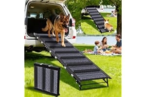 TNELTUEB Dog Ramp for Car, SUV & Truck - Portable Pet Ramp Steps with Anti-Slip Ladder Non-Slip Surface, Extra Wide Steps for Large Dog Up to 250LBS, 55" L x 17.3" W Surface for SUV, Truck, Bed, Couch