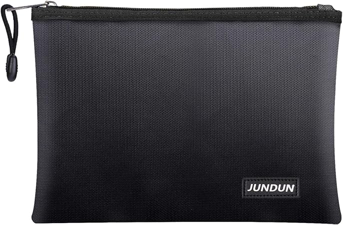JUNDUN fireproof document bag with zipper closure for passports and deeds