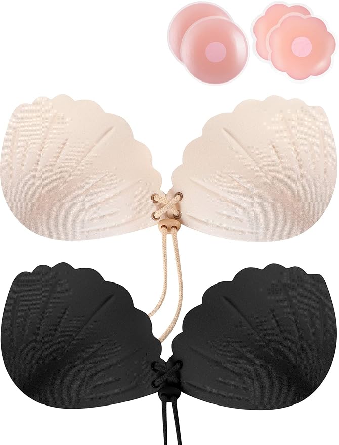 brasier sin tirantes de silicona con forma de concha autoadhesiva para