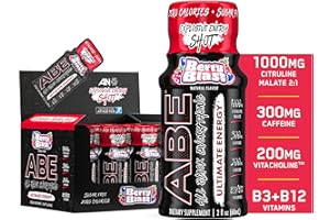ABE ALL BLACK EVERYTHING All Black Everything Energy Shots | 12 Pack | 300mg Caffeine | Berry Blast | Zero Sugar | Energy Focus Supplement | Nootropic Blend for Gym or Work