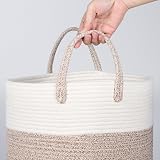 Univivi 40L Laundry Basket Foldable Khaki White Rope Toy Storage Basket view 3