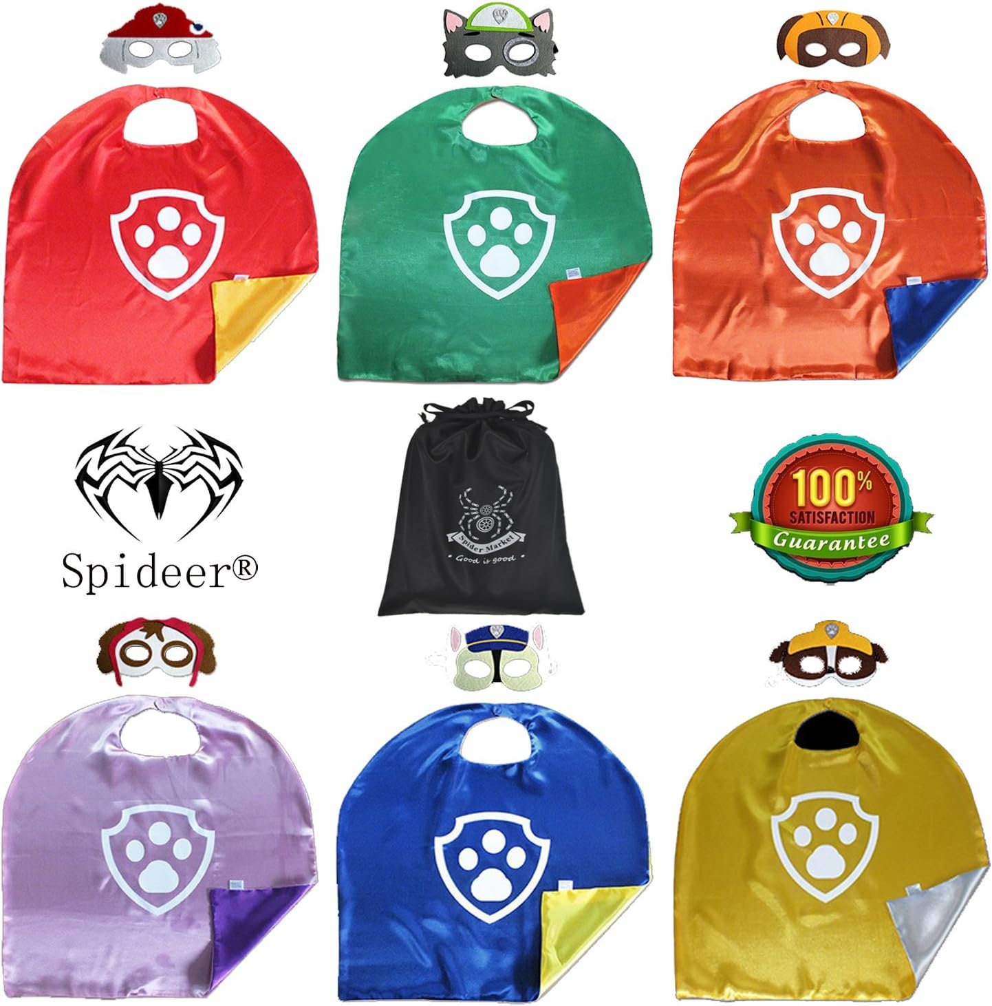SpiderMarket Set of 6 Cape & Mask Cosplay Kids Costume Party