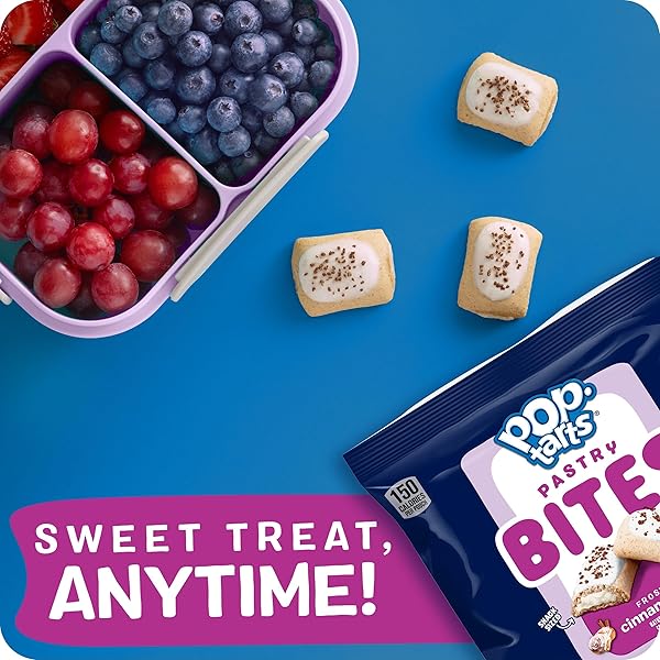POP-TARTS BAKED PASTRY BITES, KIDS SNACKS, SCHOOL LUNCH, FROSTED CINNAMON ROLL, 7OZ BOX (5 POUCHES)