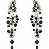 BriLove Women's Bohemian Boho Wedding Bridal Crystal Floral Chandelier Hollow Dangle Earrings