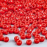 Sukh 1000+ Pcs Pony Beads - 6x9mm Red Color Pony Beads Bulk for Bracelets Making Necklace Hair Bead Braids Key Chain Making DIY Project Crafts Ornaments Decorations