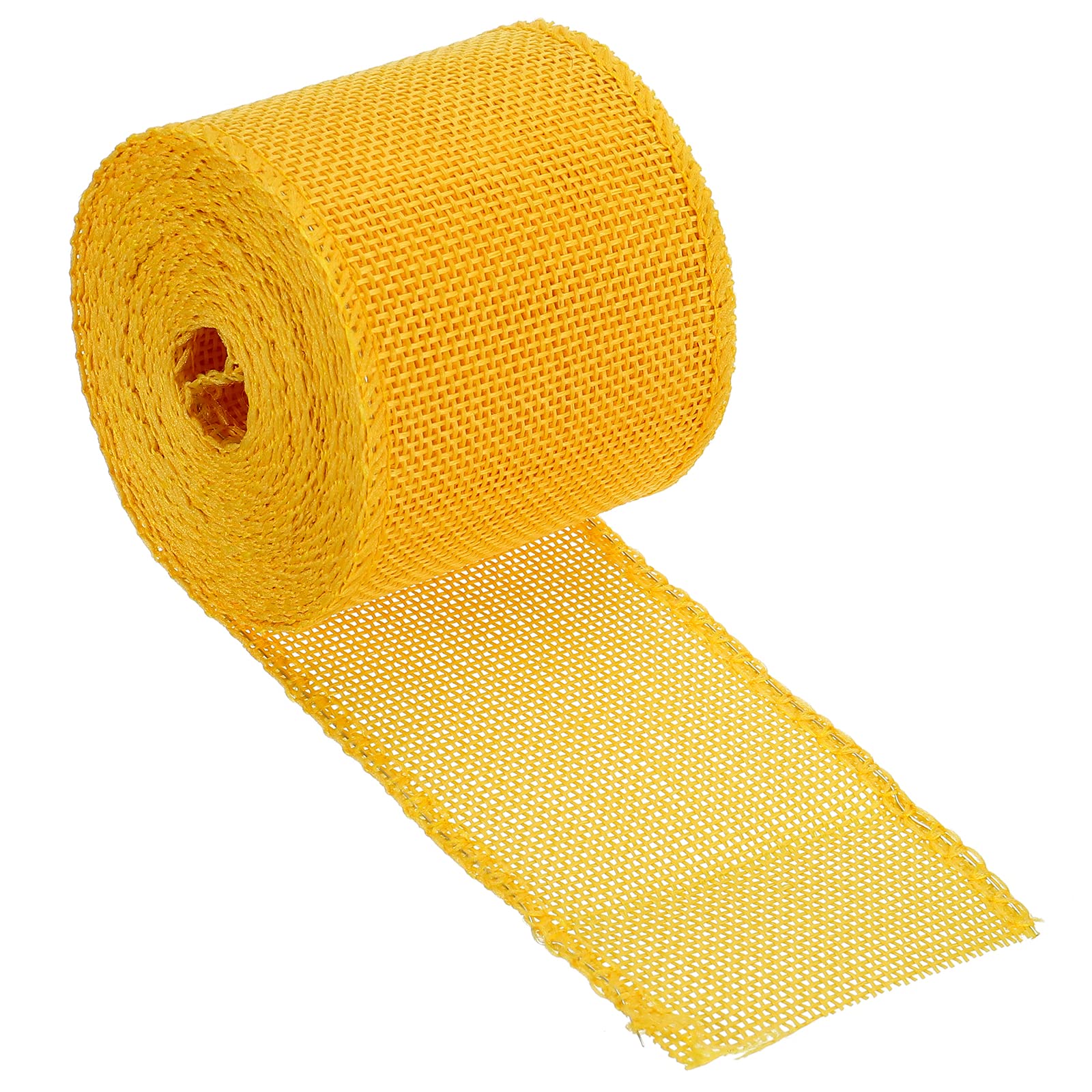 PATIKIL 2.36 Inch Wide 5.47 Yards Burlap Fabric Ribbon, 1 Pack Wired Jute Crafts Roll for Party Home DIY Wrapping Decoration Yellow