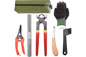 LOAGED Farrier Tool Kits - 8 inch Professional Farriers Hoof Nipper Cutter Handle Knife Mini Rasp Hoof File Goat Pig Equine Metal Shears（7 Piece）