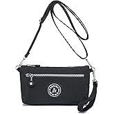 Small Wristlet Wallets for Women Wristlet Purses Built in RFID Card Slots | Lightweight Nylon Crossbody Bag with Floral Patterns for Daily,Clutch Purse 2 Detachable Strap,3 zip Pocket