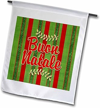Buon Natale Outdoor Sign.Amazon Com 3drose Buon Natale Italian Christmas Festive Stripes In Red Green Garden Flag 12 By 18 Garden Outdoor