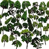 NW 32pcs Mixed Model Trees Model Train Scenery Architecture Trees Model Scenery with No Stands (Green)
