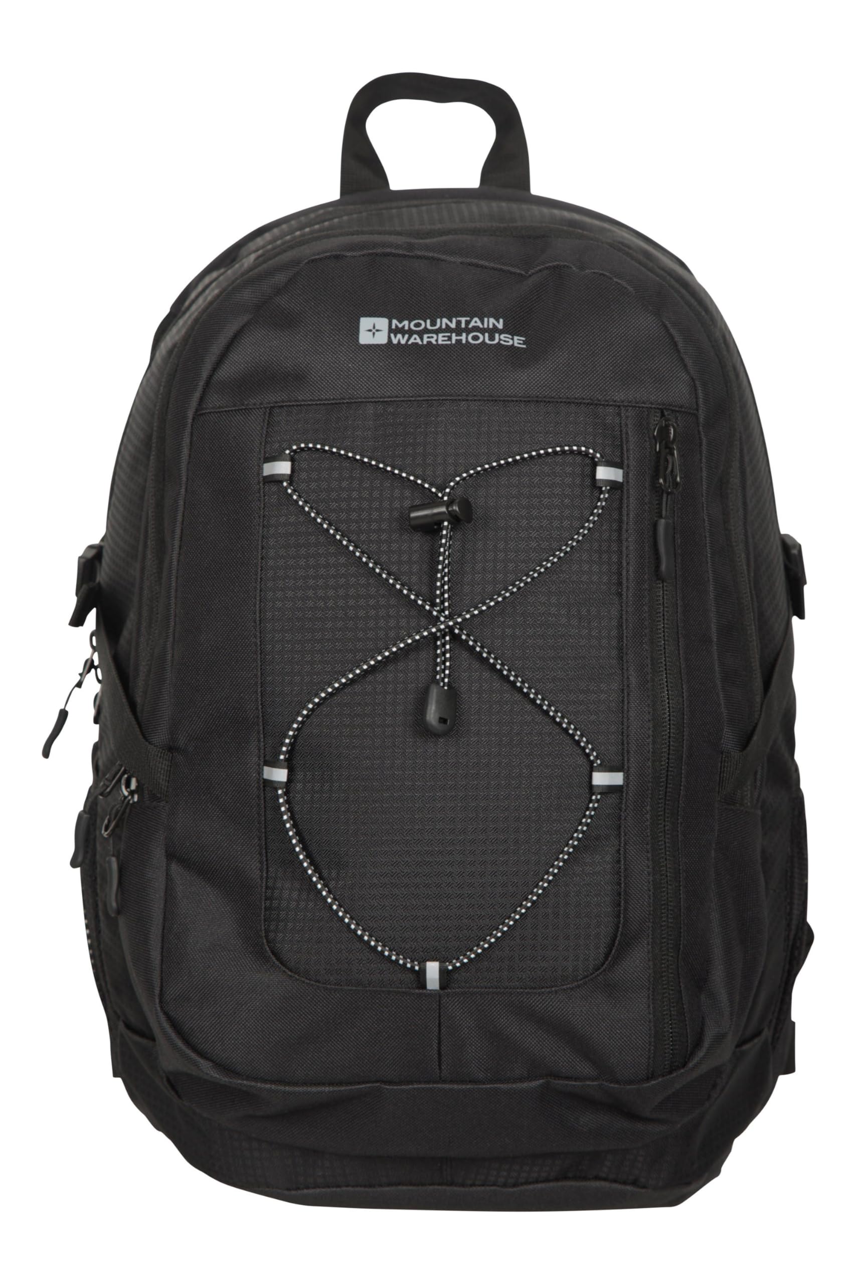 Mountain Warehouse Peregrine Laptop Bag 30L - Large Day Pack with Padded Airmesh Back, Bottle & Laptop Pocket - All Season Camping, Hiking, Outdoors & Trekking Black One Size