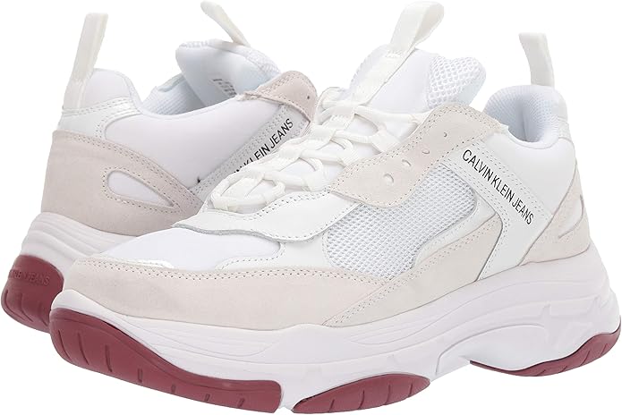 calvin klein white maya mesh and suede fashion chunky trainers